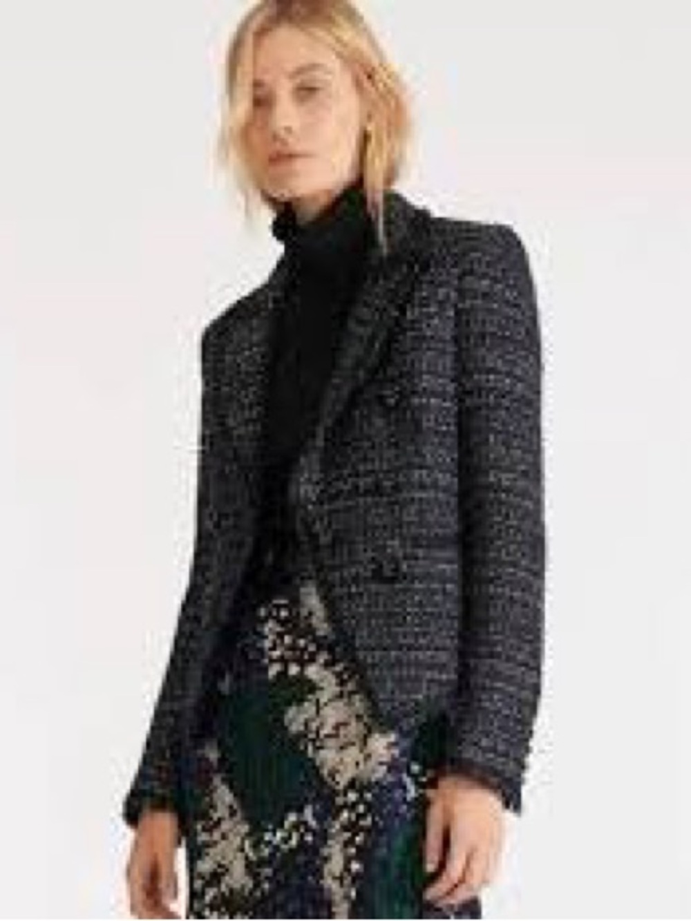 Veronica Beard Black Tweed One-Button Blazer